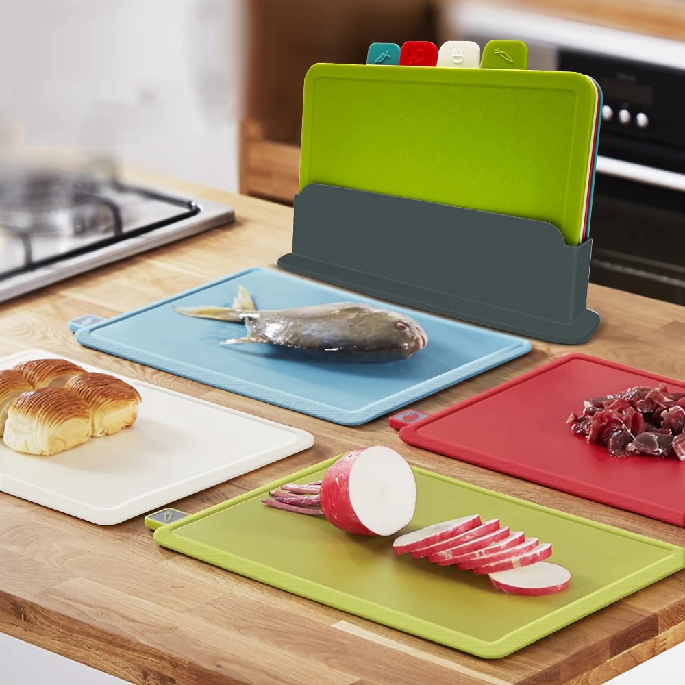 4 részes vágódeszka készlet tartóval - PrepTidy