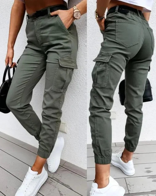 Hölgy Cargo Nadrág Stretch-tel és Magas Derékkal - Livia