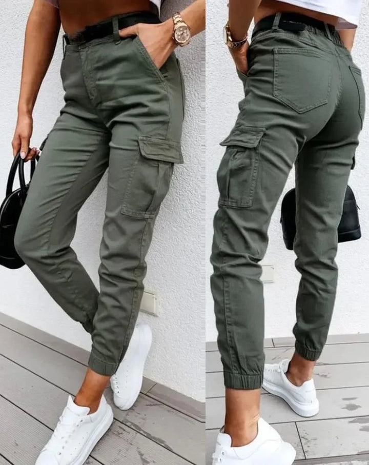 Hölgy Cargo Nadrág Stretch-tel és Magas Derékkal - Livia