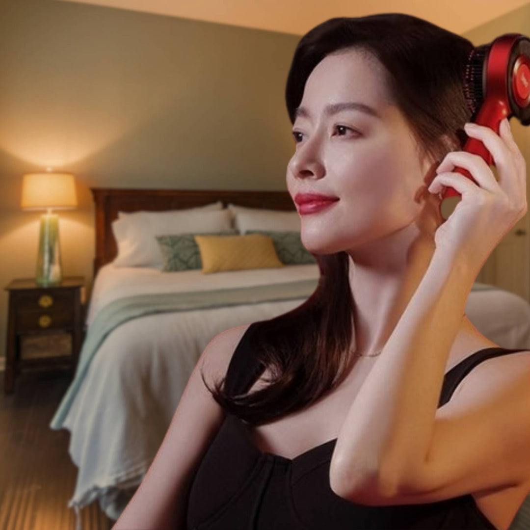 Elektromos fejbőr-masszírozó kefe LED fényterápiával - GlowScalp