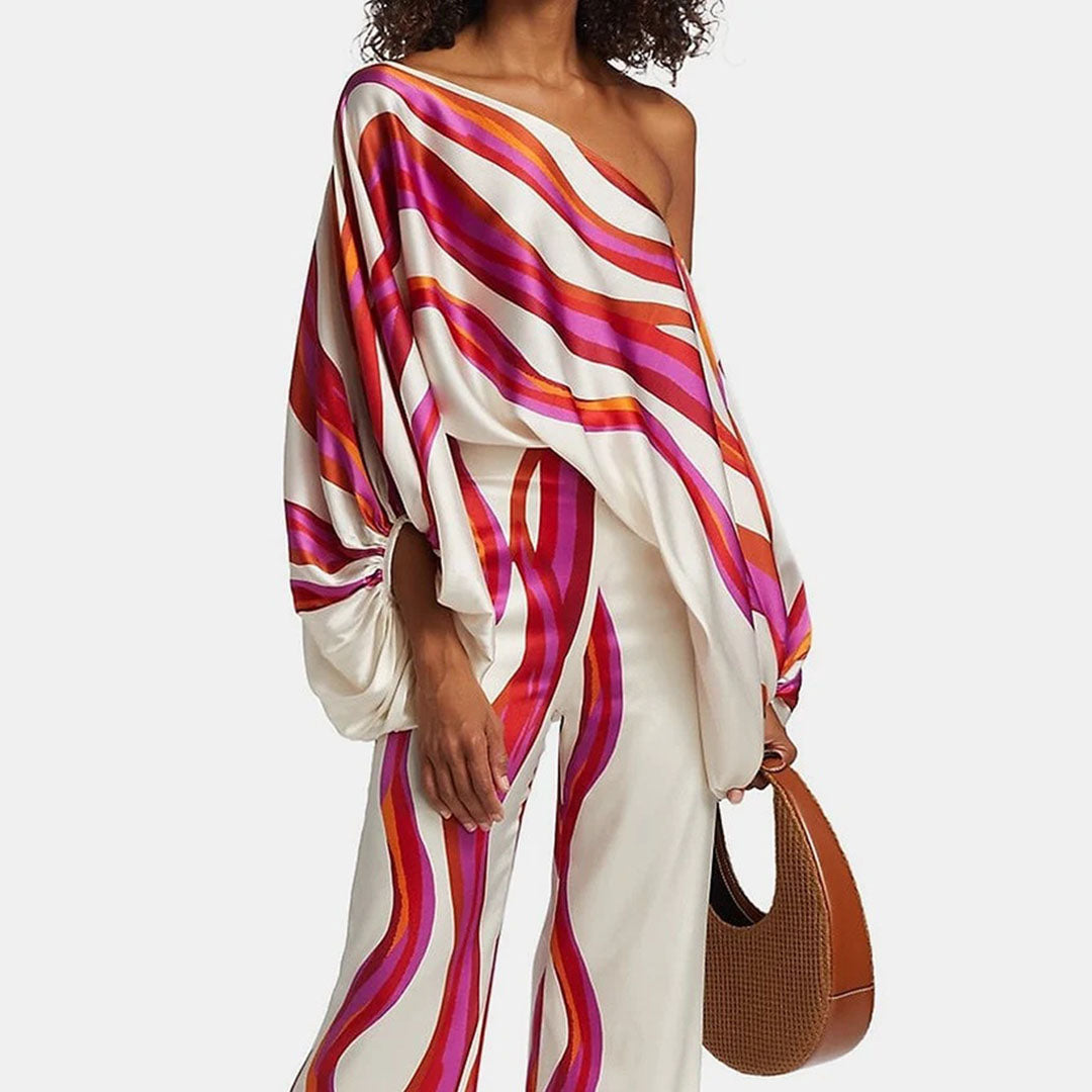 Női két darabos szett nyomattal és laza fazonnal – Valeria