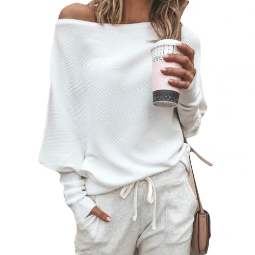 Trendi Kötött Off-Shoulder Női Pulóver - Sophie
