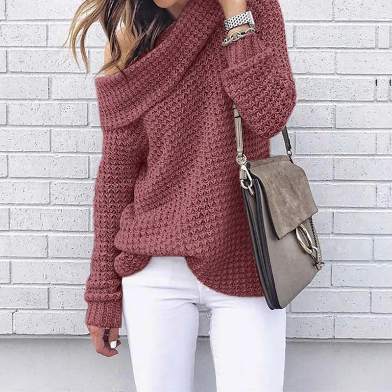 Hölgyek Off-Shoulder Kötött Pulóver – Selina