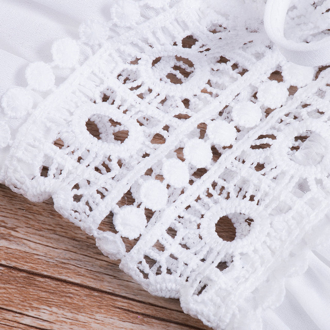 Hosszú strandruha csipke részletekkel és masnis záródással – Elara