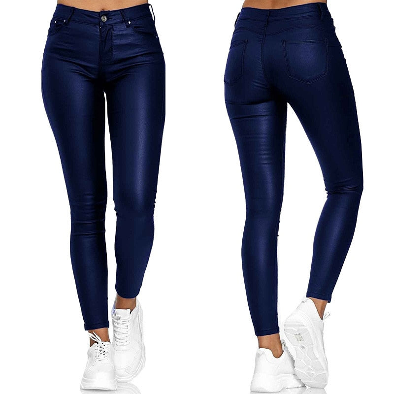 Magassarkú bőr stretch nadrág – Raffaela