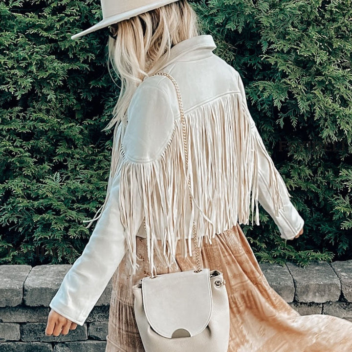 Trendi Suede Női Kabát Bojttal - Isabella