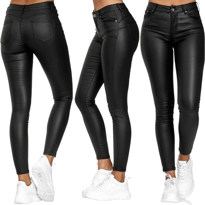 Magassarkú bőr stretch nadrág – Raffaela