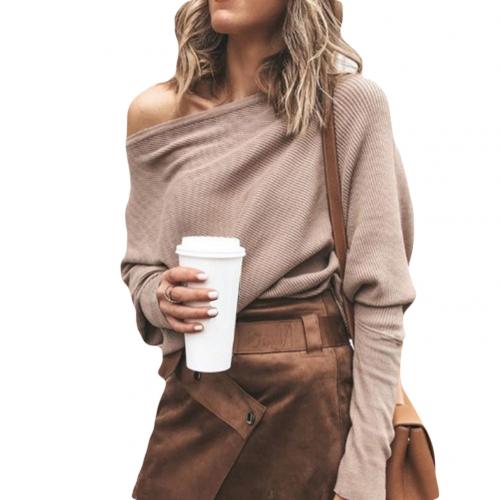Trendi Kötött Off-Shoulder Női Pulóver - Sophie