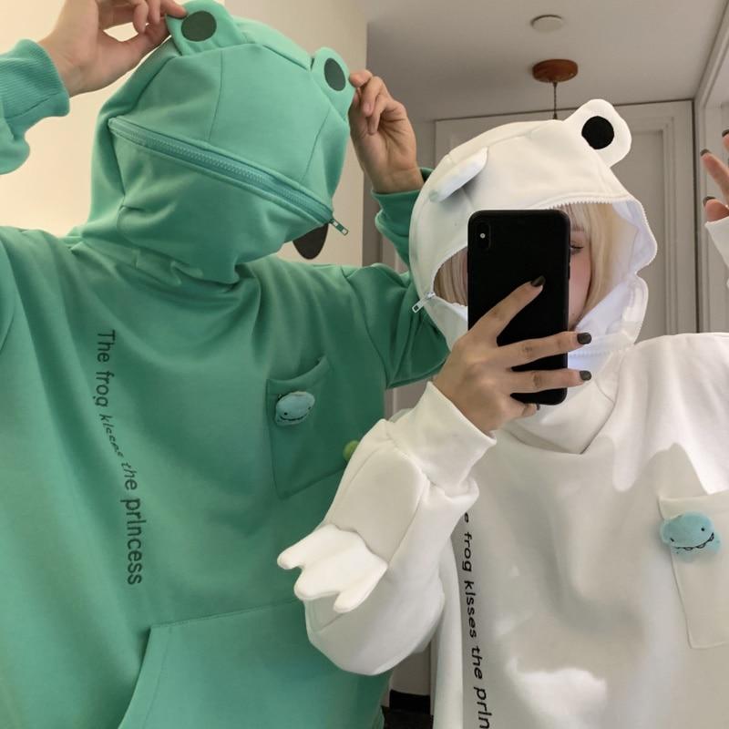 Unisex kapucnis pulóver béka mintával – Froggy