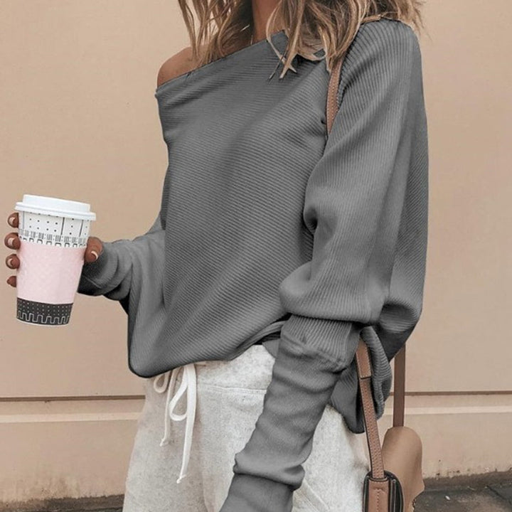 Trendi Kötött Off-Shoulder Női Pulóver - Sophie