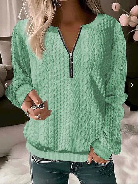 Kötött pulóver kerek nyakkal és jacquard mintával - Tessa