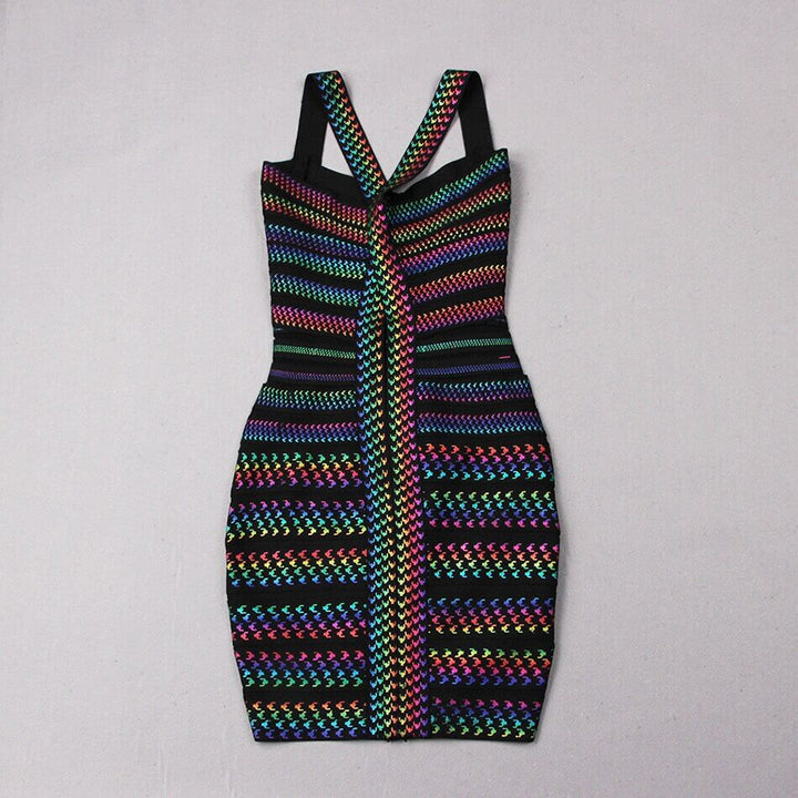 Trendi csíkos bodycon miniruha nőknek - Liana