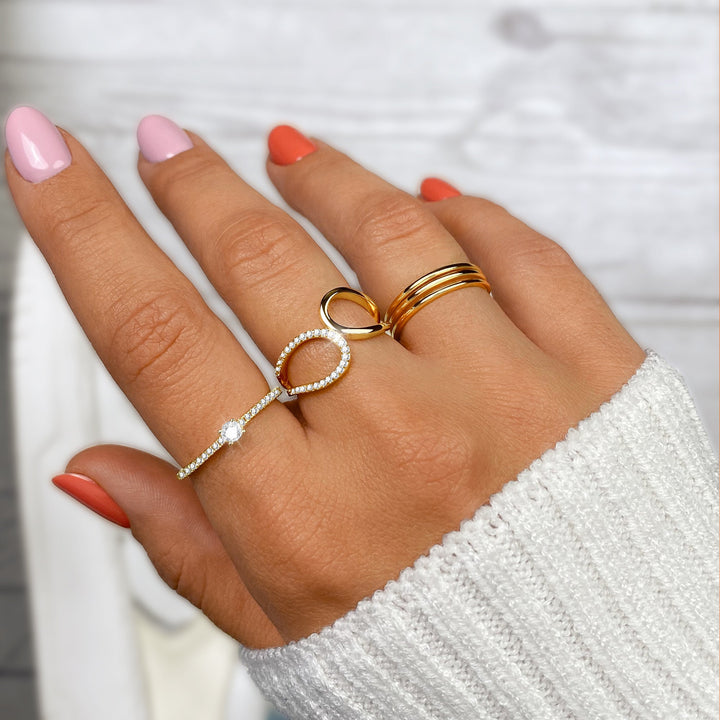 Stílusos Gyűrű Csillogó Zirkóniával - Sienna