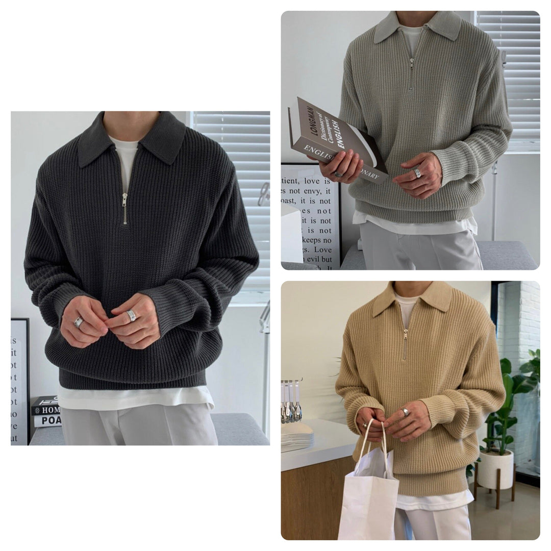 Férfi pulóver zipzáros gallérral – Jonas