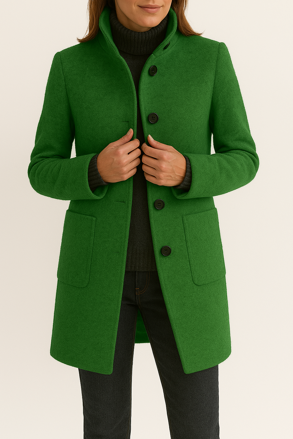 Modern női gyapjúszövet kabát – Isabella