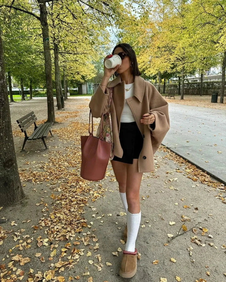Női átmeneti dzseki oversized megjelenésben gombos záródással – Selina
