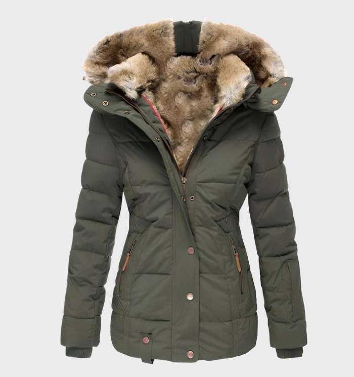 Slim fit hölgyek télikabát kapucnival - Aurora