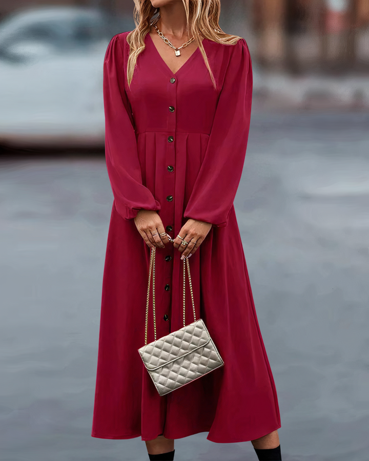 Maxi Őszi Ruha Gombos Záródással – Amira