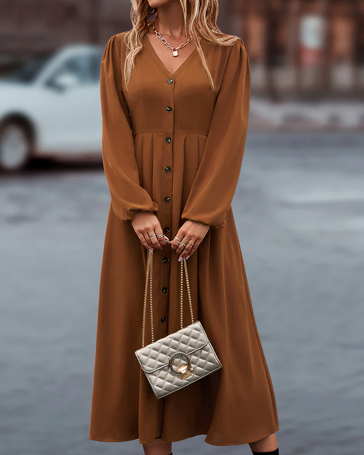 Maxi Őszi Ruha Gombos Záródással – Amira