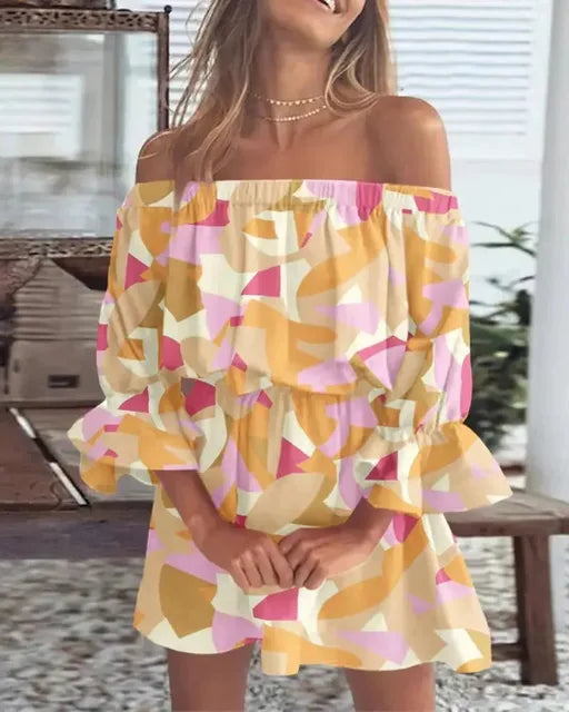 Trendi Boho-miniruha, egy vállas dizájnnal és légies fazonnal - Ysa