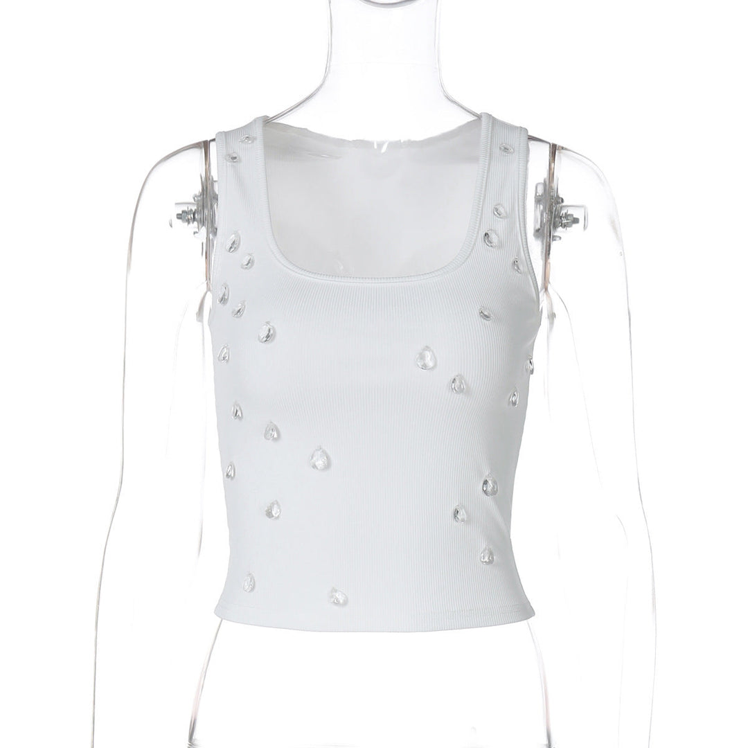 Trendi női crop top díszítéssel és testhez álló fazonnal – Liora