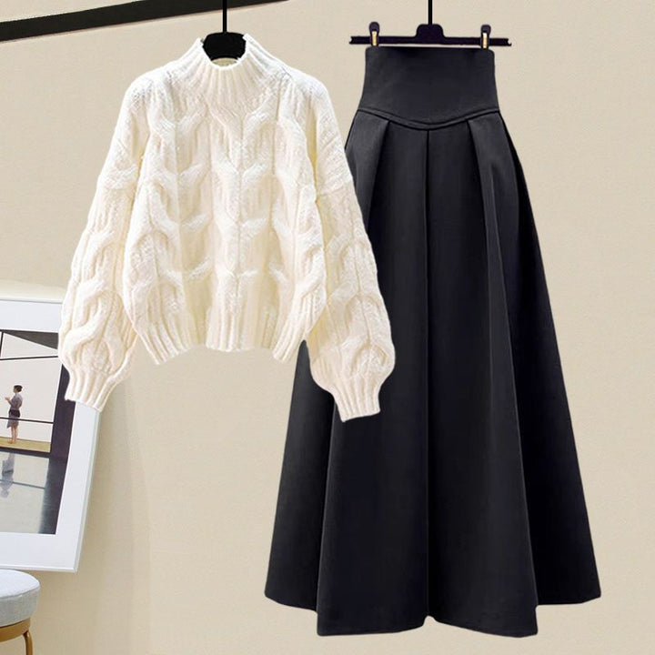 Két részes kötött szett pulóverrel és rakott szoknyával – Amira
