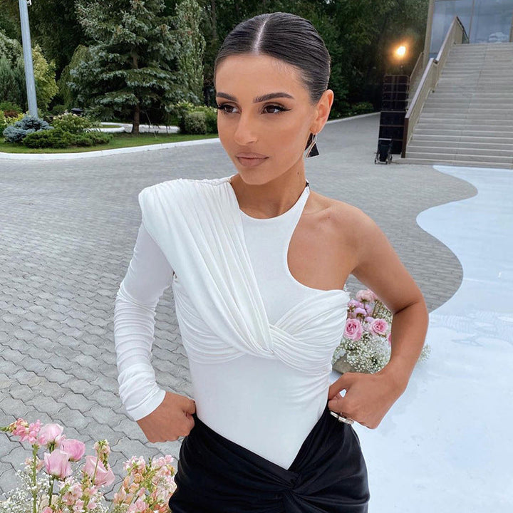 Stílusos női hosszúujjú body drapéria hatással és testhez álló szabással – Mira
