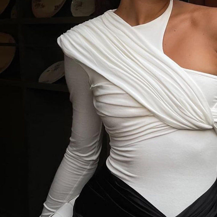 Stílusos női hosszúujjú body drapéria hatással és testhez álló szabással – Mira