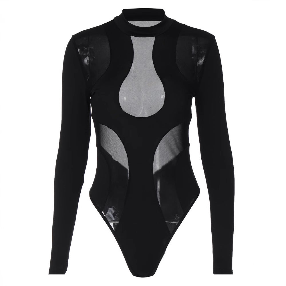 Trendi női bodysuit kivágásokkal és hálós betétekkel – Nayeli