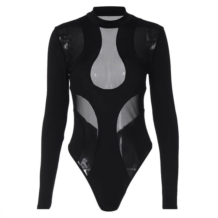 Trendi női bodysuit kivágásokkal és hálós betétekkel – Nayeli