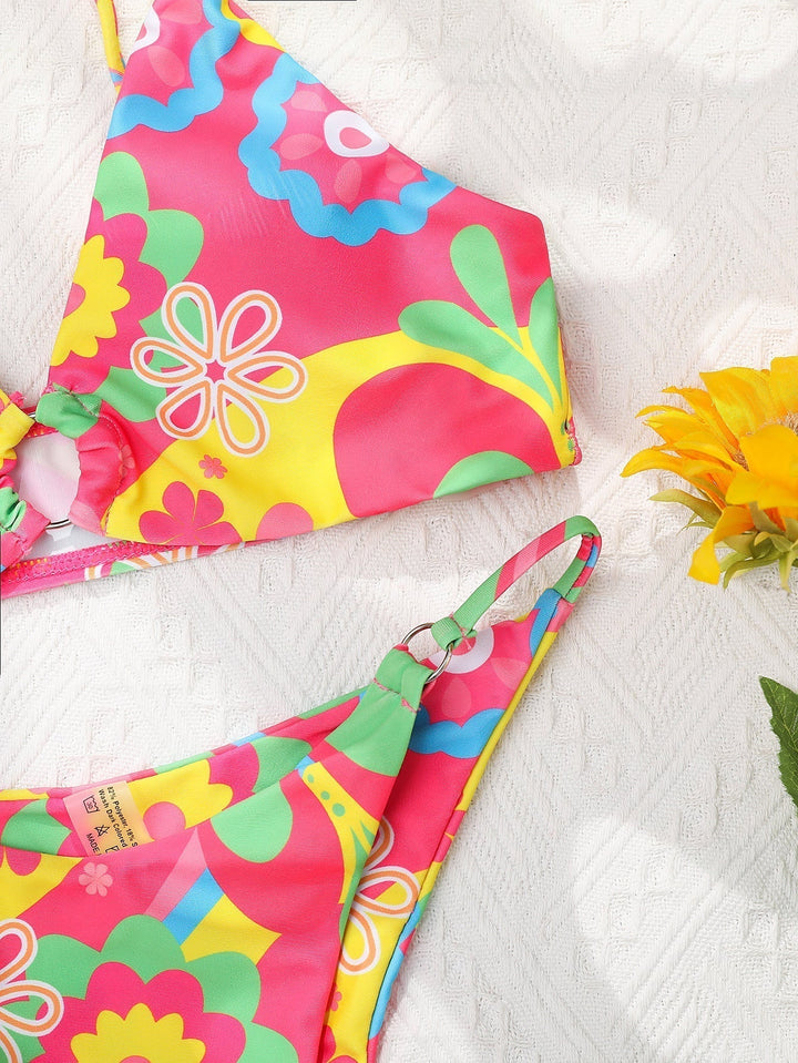 Bikini szett rózsaszín virágmintával – Liliane
