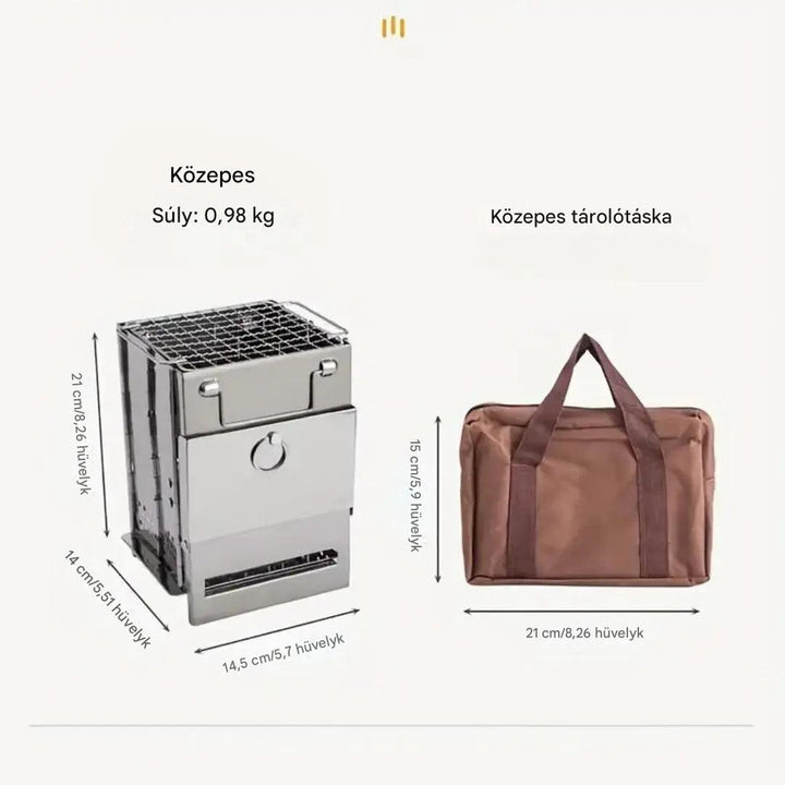 Hajtható RVS Fatüzelésű Kályha - TrailFlame