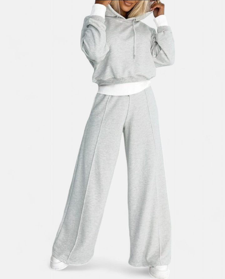 Kétrészes Kapucnis Pulóver Szett Széles Szárral - Isabelle