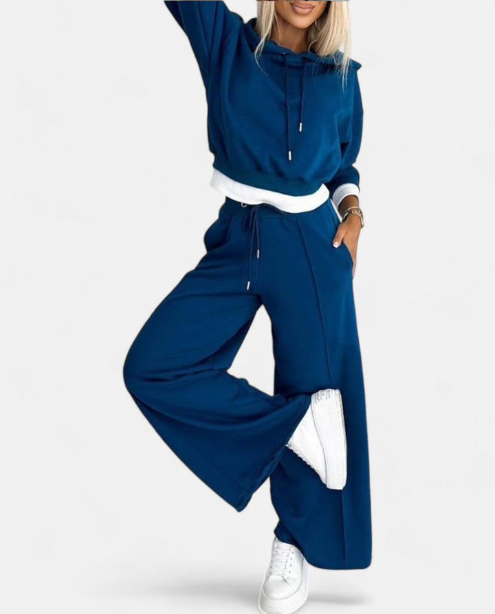 Kétrészes Kapucnis Pulóver Szett Széles Szárral - Isabelle