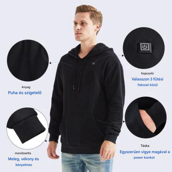 Fűtött uniszex kapucnis pulcsi - ThermaHoodie