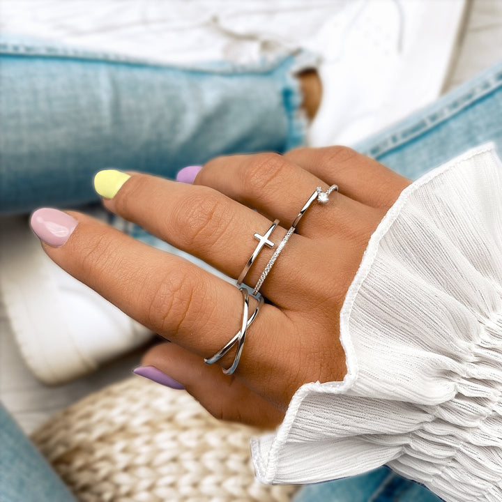 Stílusos Kétrészes Keresztgyűrű - Calindra