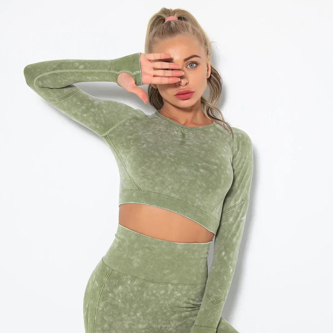 Zökkenőmentes Női Jóga Szett Cropped Top-pal - Nova