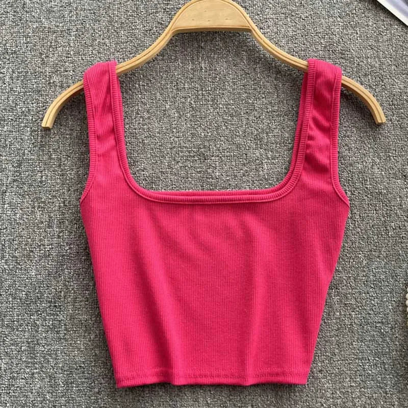 Ruházat nélküli Cropped Tanktop Egyszínű Színben – Zayra