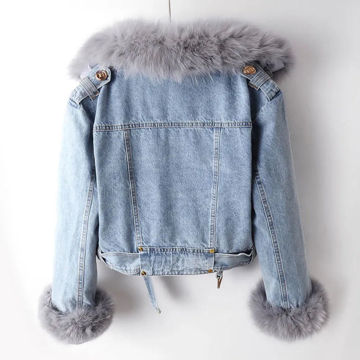 Denim és Nep Bőr Elegancia Dzseki - Stella