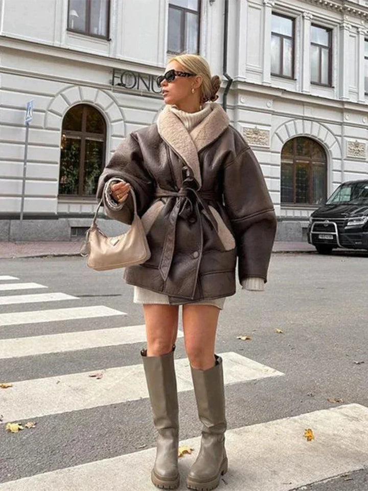 Luxus téli bőr és szőr kabát - Mirabelle