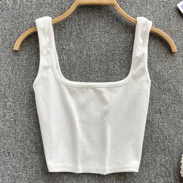 Ruházat nélküli Cropped Tanktop Egyszínű Színben – Zayra
