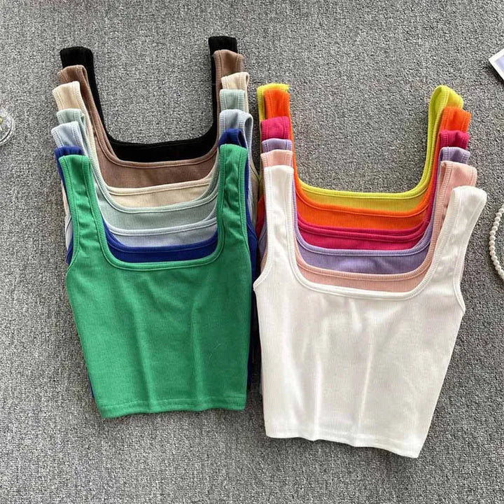 Ruházat nélküli Cropped Tanktop Egyszínű Színben – Zayra