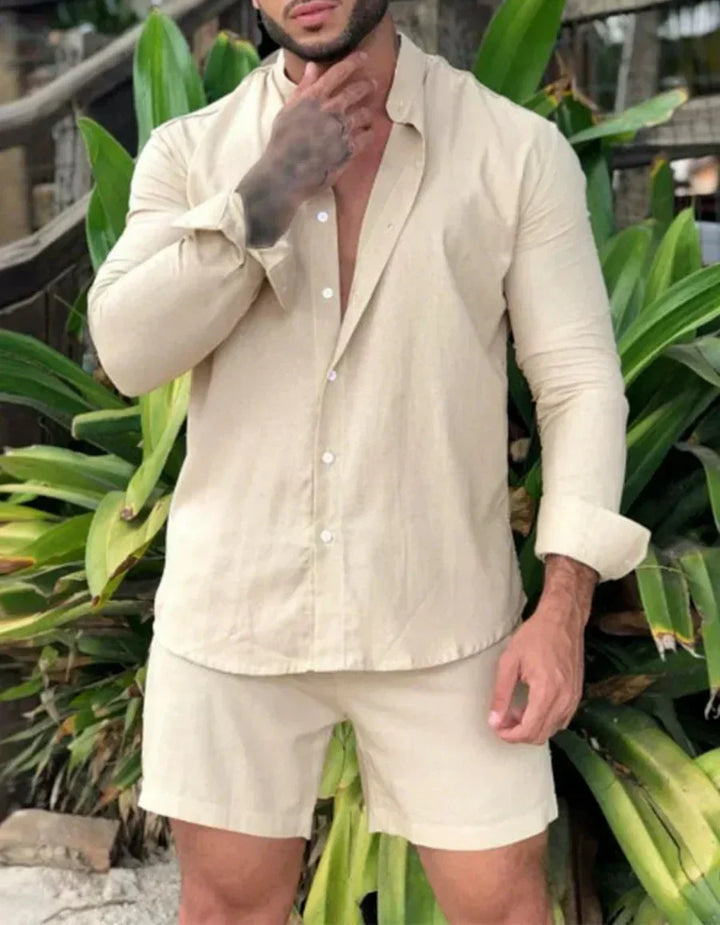 Laza és stílusos 2 részes nyári szett inggel és sorttal férfiaknak – Marlo