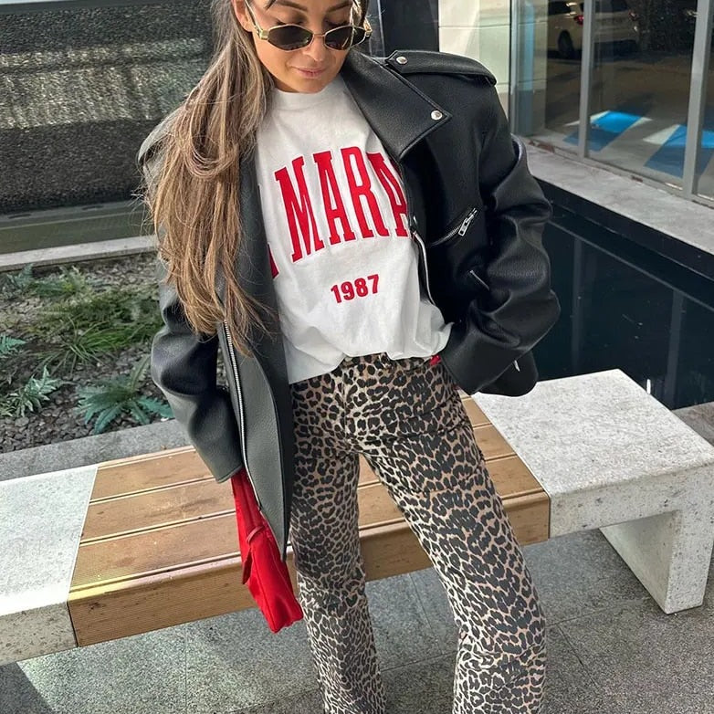 Retro-Jeans leopárdmintával - Clara
