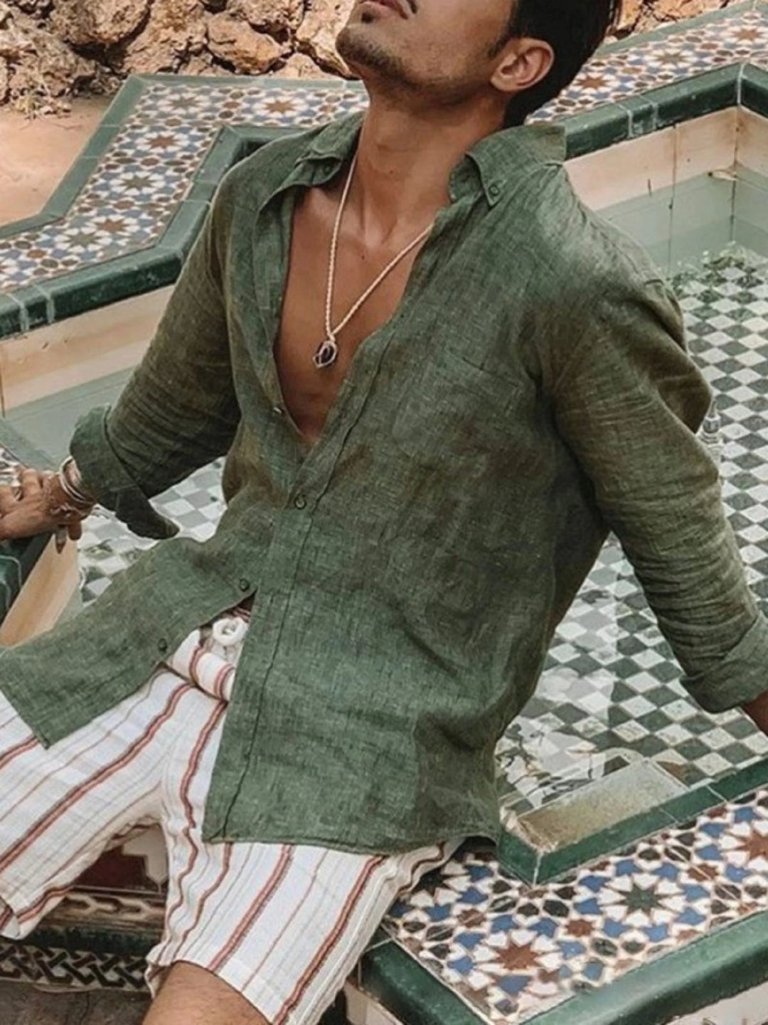 Könnyű férfi vászoning gombos panelekkel – Fabio