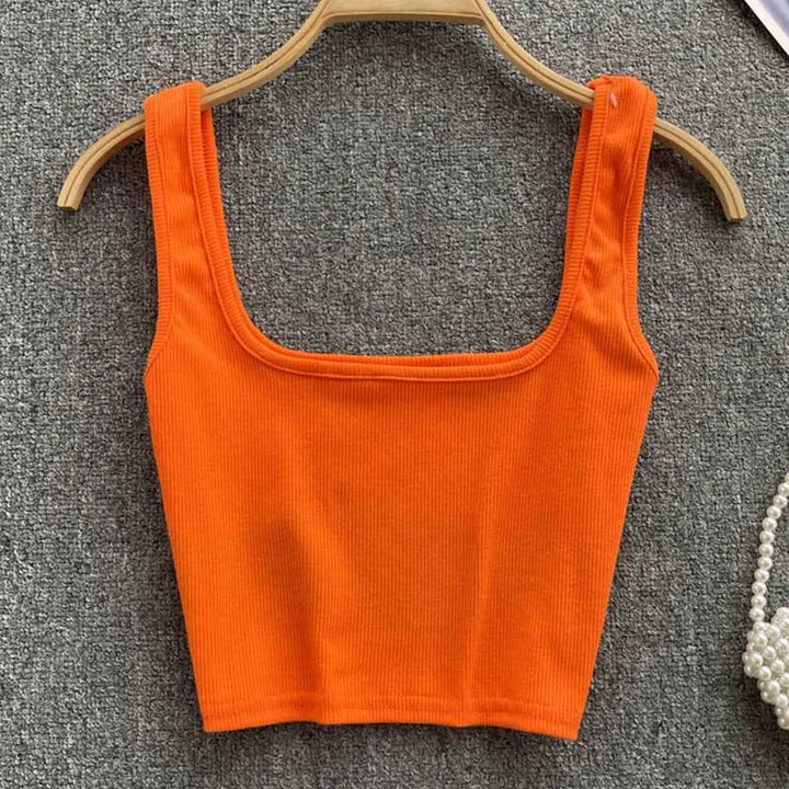Ruházat nélküli Cropped Tanktop Egyszínű Színben – Zayra