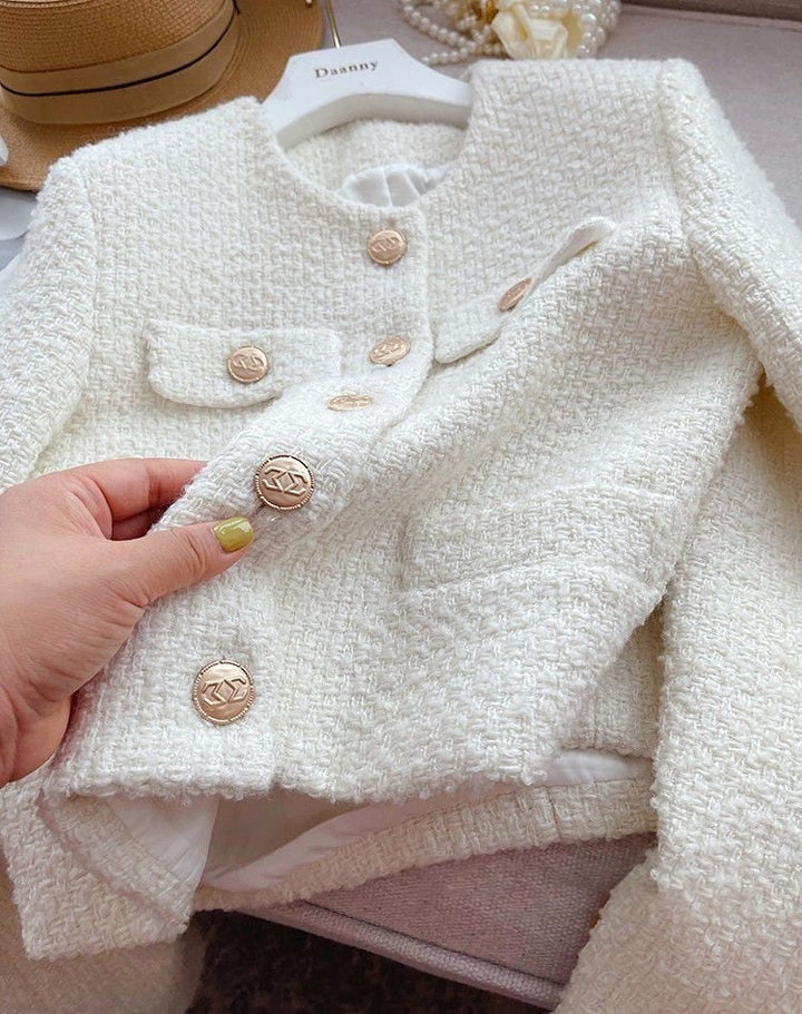 Női tweed zakó kerek nyakkivágással – Celeste