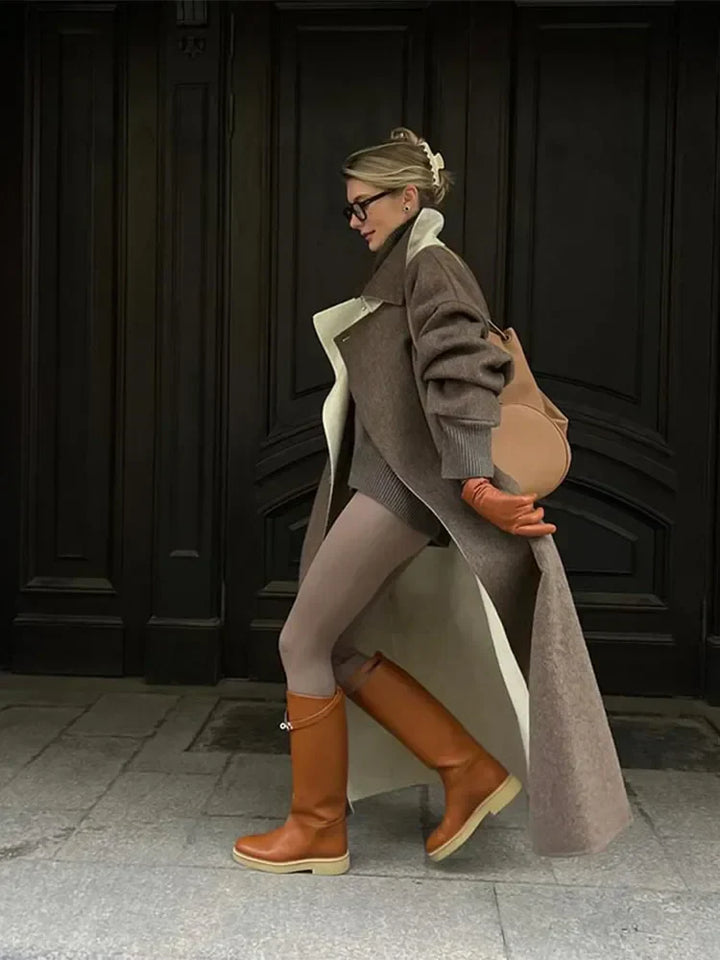 Stílusos Hosszú Gyapjú Női Kabát - Ella