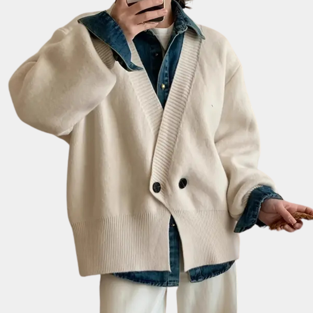 Stílusos Bézs Kötött Kardigán Nőknek - Vera