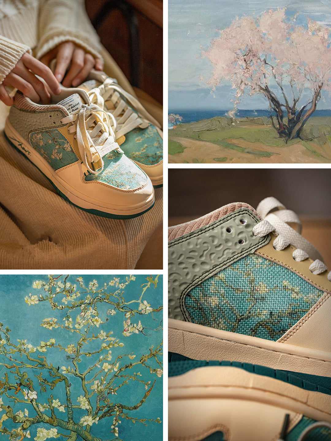 Stílusos unisex művész sneakers mandulavirág mintával – Arta